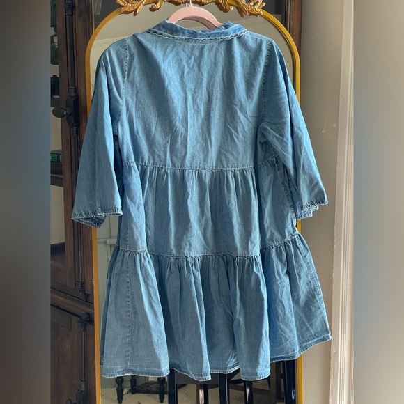 BB Dakota Blue Chambray My Way Mini Dress 100% Cotton Embroidered Collar Sz S - Picture 6 of 8